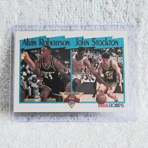 5/$20 Mint 1991 NBA Hoops Robertson/Stockton League Leaders Steals NBA Card 310!